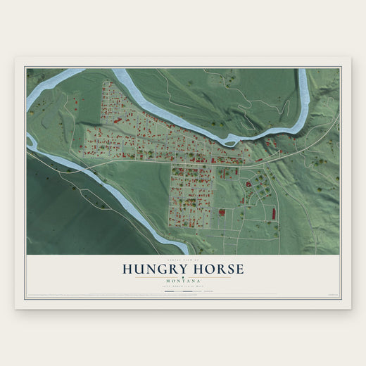 Hungry Horse, Montana map print, the full design