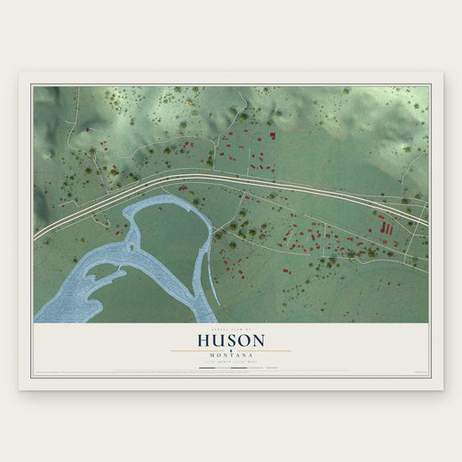 Huson, Montana map print, the full design