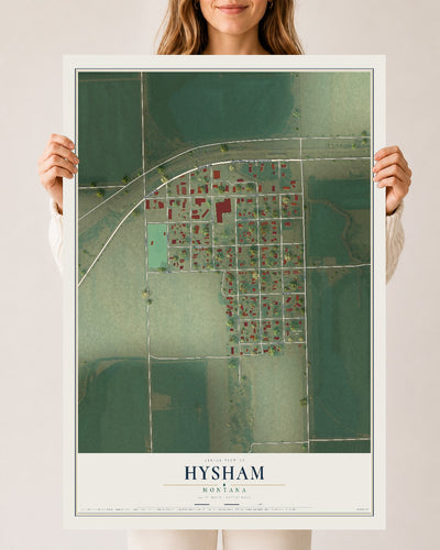 Map of Hysham, Montana, 24 x 36 inch unframed archival matte print