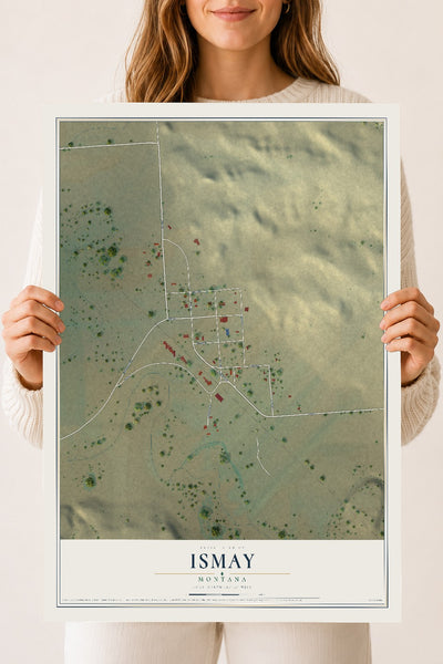 Map of Ismay, Montana, 18 x 24 inch unframed archival matte print