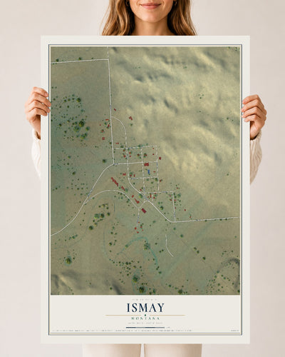Map of Ismay, Montana, 24 x 36 inch unframed archival matte print