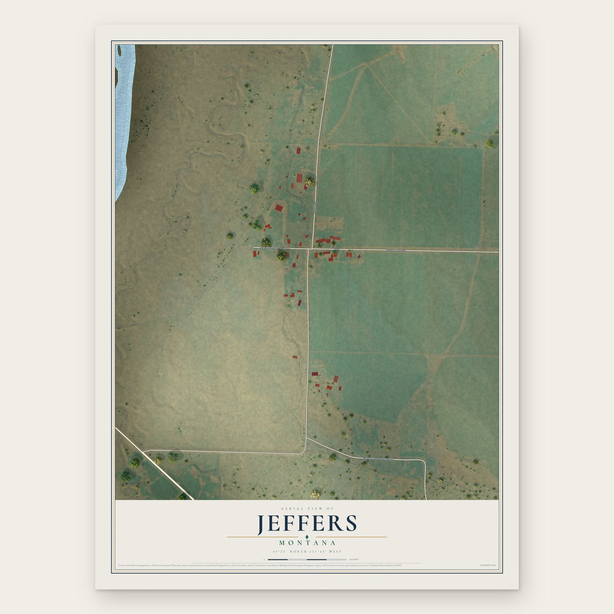 Jeffers, Montana map print, the full design