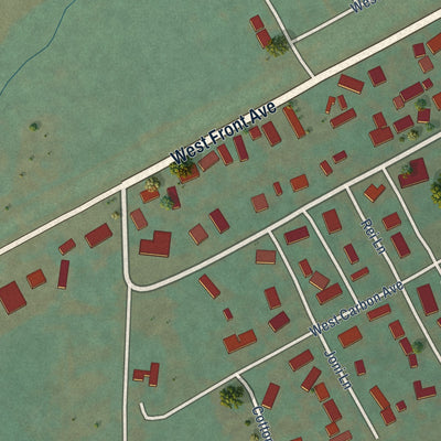 Second close-up of the map of Joliet, Montana print showing more streets and buildings
