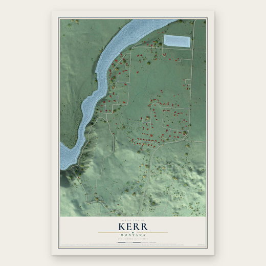 Kerr, Montana map print, the full design