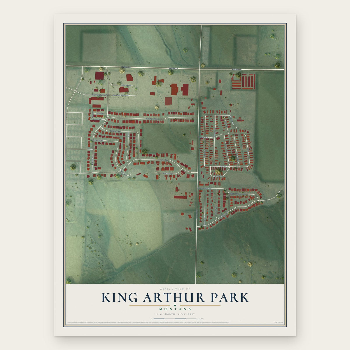 King Arthur Park, Montana map print, the full design