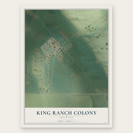 King Ranch Colony, Montana map print, the full design