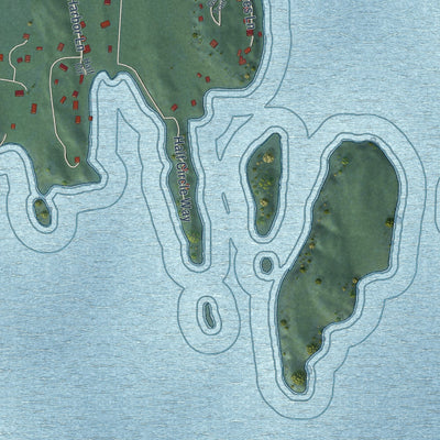 Close-up of the map of Kings Point, Montana print showing street and building detail