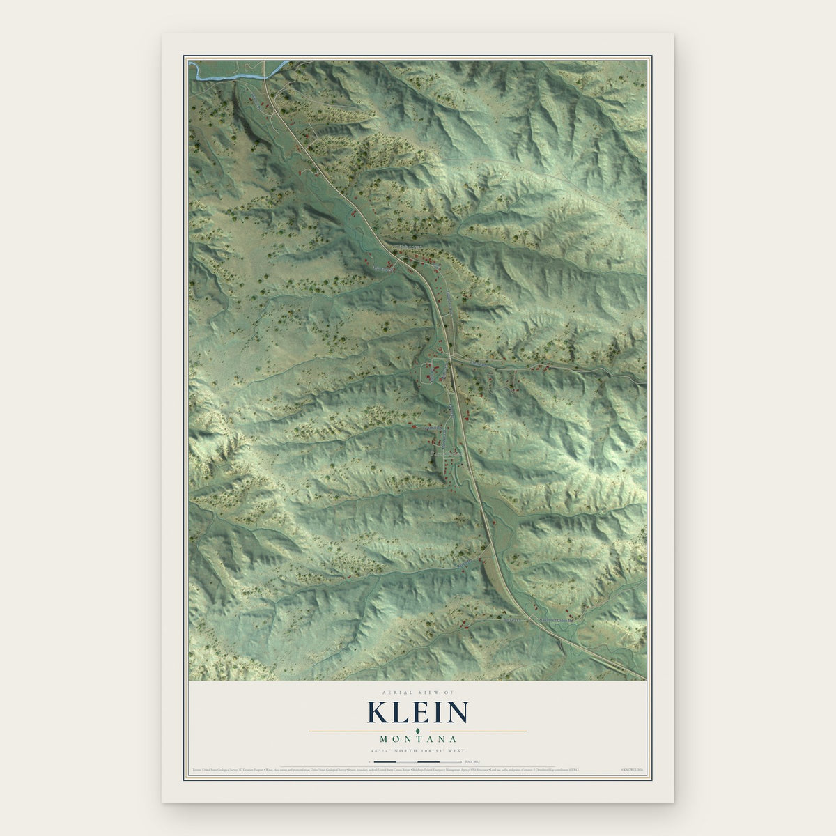 Klein, Montana map print, the full design