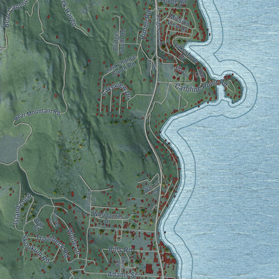 Close-up of the map of Lakeside, Montana print showing street and building detail