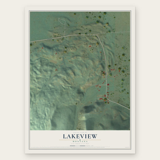 Lakeview, Montana map print, the full design