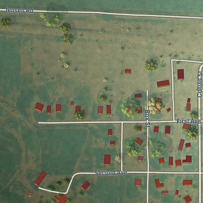 Second close-up of the map of Lavina, Montana print showing more streets and buildings