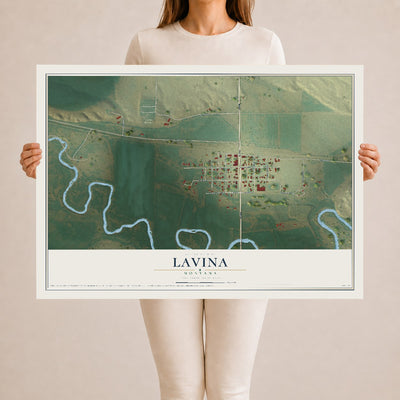 Map of Lavina, Montana, 24 x 36 inch unframed archival matte print