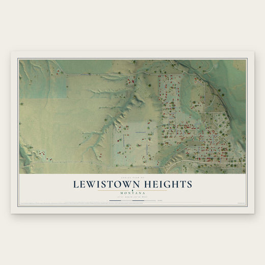 Lewistown Heights, Montana map print, the full design