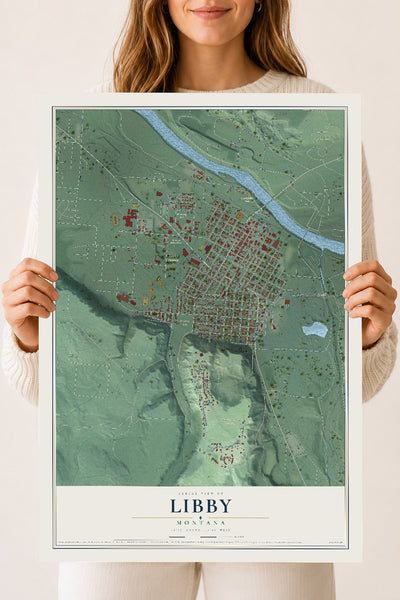 Map of Libby, Montana, 18 x 24 inch unframed archival matte print