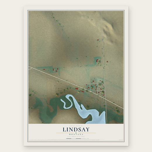 Lindsay, Montana map print, the full design