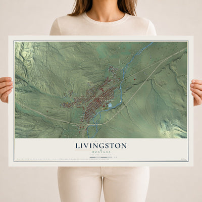 Map of Livingston, Montana, 18 x 24 inch unframed archival matte print