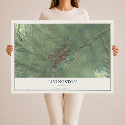 Map of Livingston, Montana, 24 x 36 inch unframed archival matte print