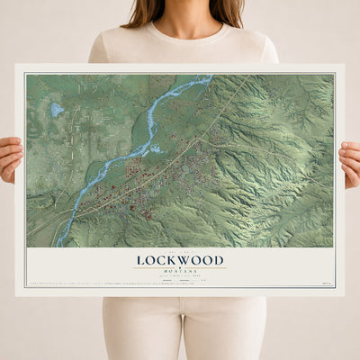 Map of Lockwood, Montana, 18 x 24 inch unframed archival matte print