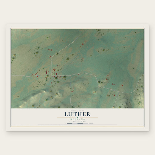 Luther, Montana map print, the full design