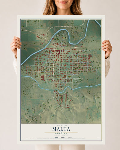 Map of Malta, Montana, 24 x 36 inch unframed archival matte print