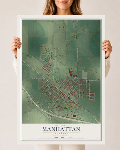Map of Manhattan, Montana, 24 x 36 inch unframed archival matte print