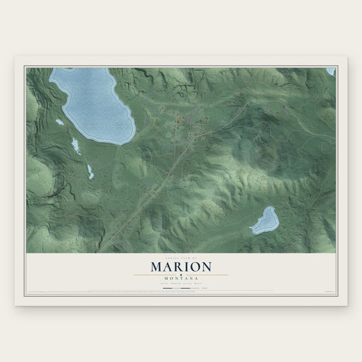 Marion, Montana map print, the full design