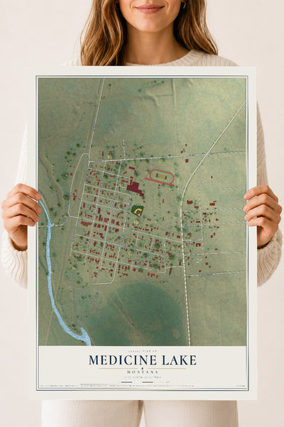 Map of Medicine Lake, Montana, 18 x 24 inch unframed archival matte print