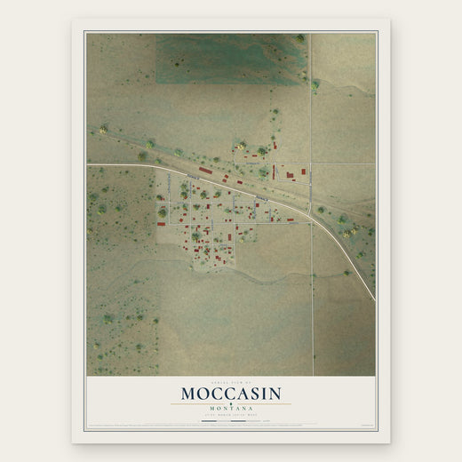 Moccasin, Montana map print, the full design