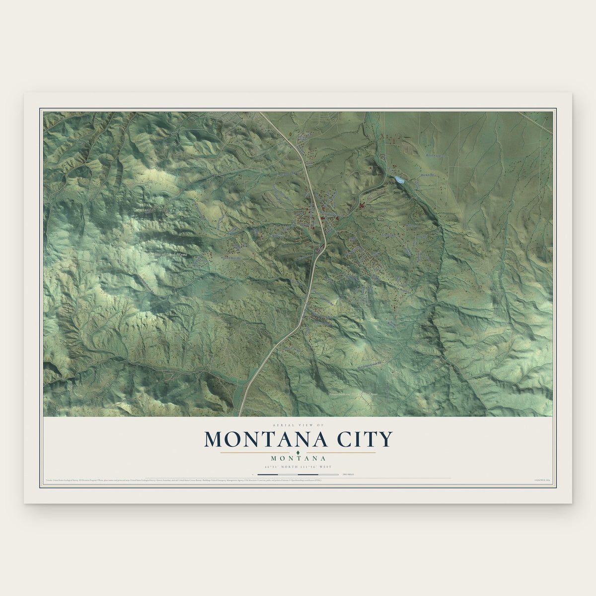 Montana City, Montana map print, the full design