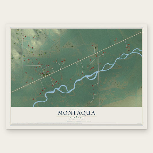 Montaqua, Montana map print, the full design