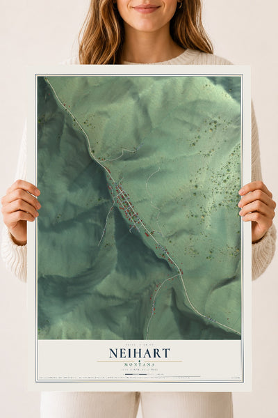 Map of Neihart, Montana, 18 x 24 inch unframed archival matte print