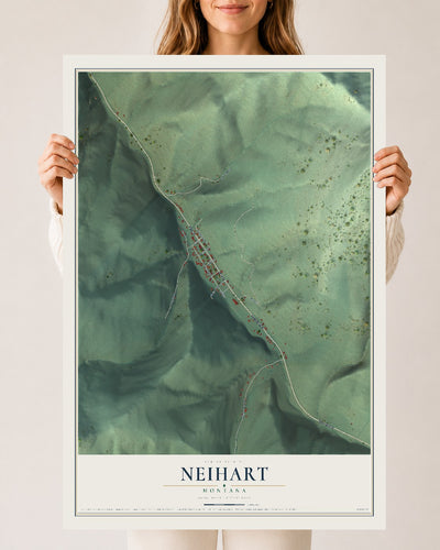Map of Neihart, Montana, 24 x 36 inch unframed archival matte print