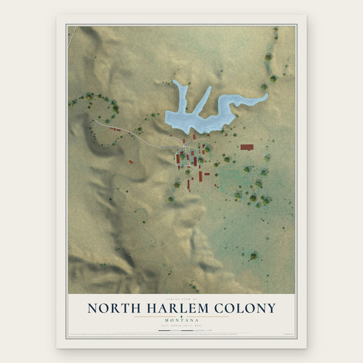 North Harlem Colony, Montana map print, the full design
