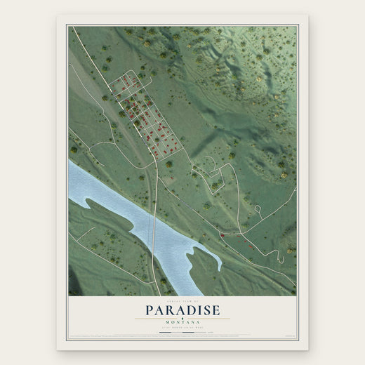 Paradise, Montana map print, the full design