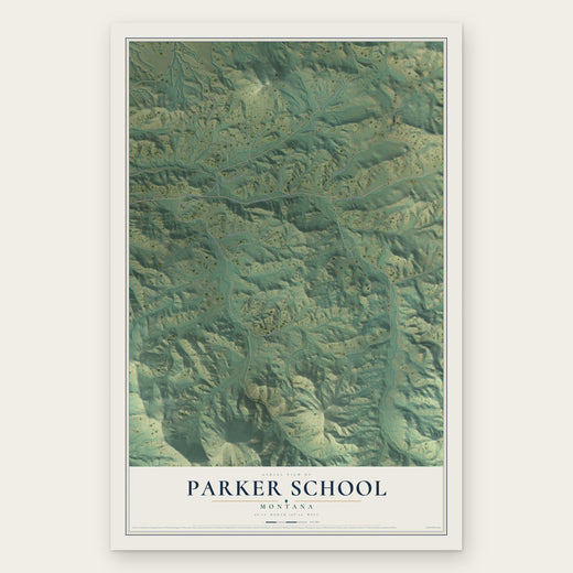 Parker School, Montana map print, the full design