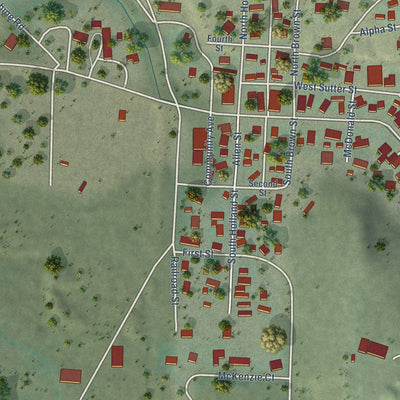 Second close-up of the map of Philipsburg, Montana print showing more streets and buildings