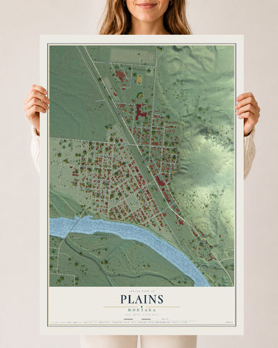 Map of Plains, Montana, 24 x 36 inch unframed archival matte print