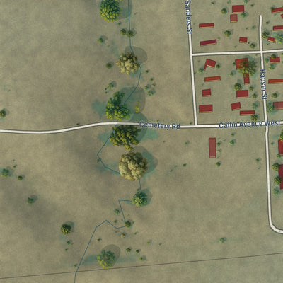Second close-up of the map of Plevna, Montana print showing more streets and buildings