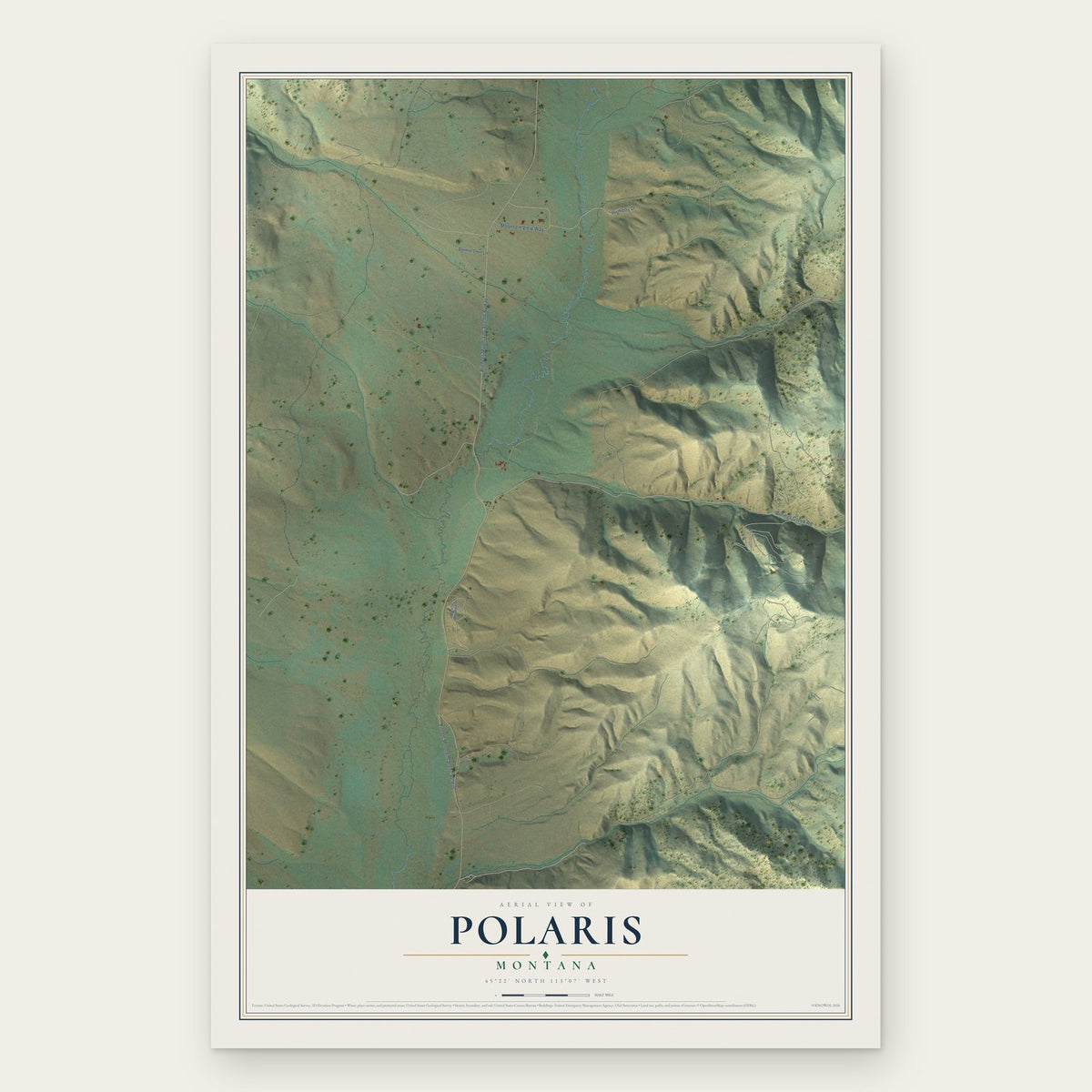 Polaris, Montana map print, the full design