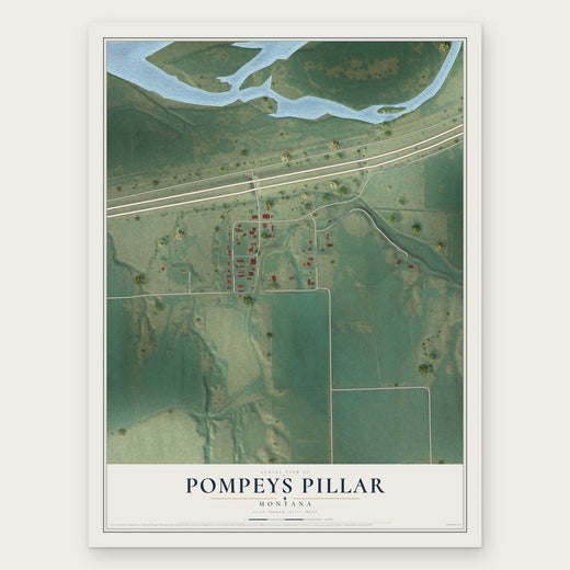 Pompeys Pillar, Montana map print, the full design