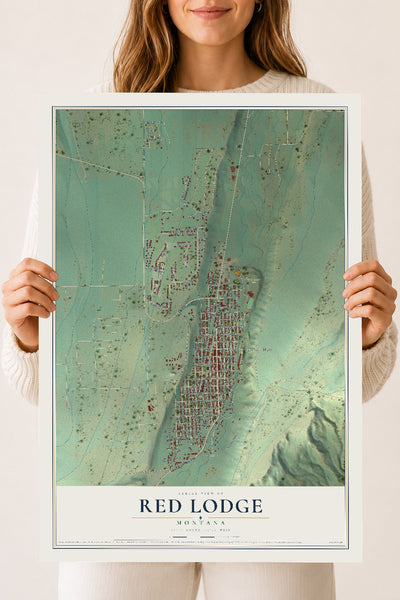 Map of Red Lodge, Montana, 18 x 24 inch unframed archival matte print
