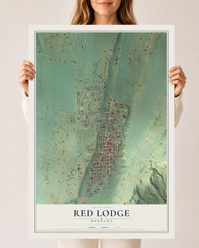 Map of Red Lodge, Montana, 24 x 36 inch unframed archival matte print