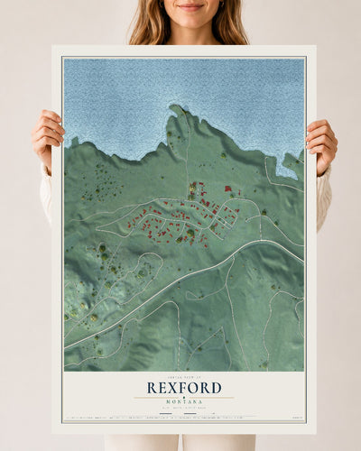 Map of Rexford, Montana, 24 x 36 inch unframed archival matte print