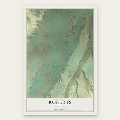 Roberts, Montana map print, the full design