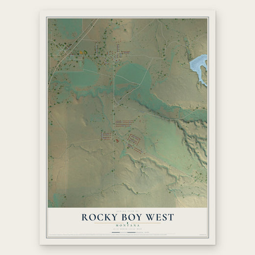 Rocky Boy West, Montana map print, the full design