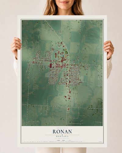 Map of Ronan, Montana, 24 x 36 inch unframed archival matte print