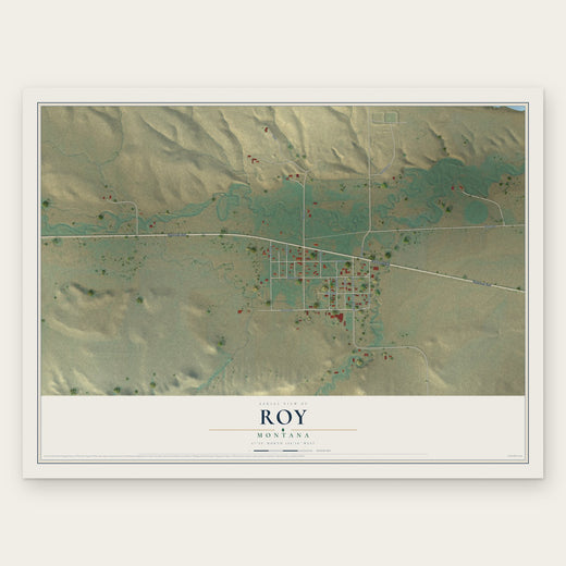 Roy, Montana map print, the full design