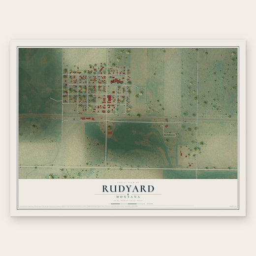 Rudyard, Montana map print, the full design