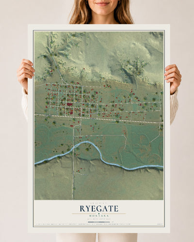 Map of Ryegate, Montana, 24 x 36 inch unframed archival matte print