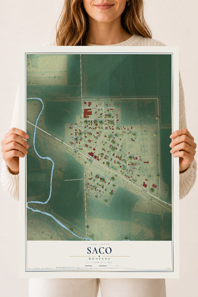 Map of Saco, Montana, 18 x 24 inch unframed archival matte print